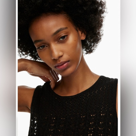 NWT Aritzia Wilfred Philippa Top Size Small Black Pointelle-knit top - Picture 6 of 14